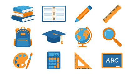 Bright school supplies convey back to school excitement and learning readiness, perfect for educational projects and classroom decor, inspiring young minds today