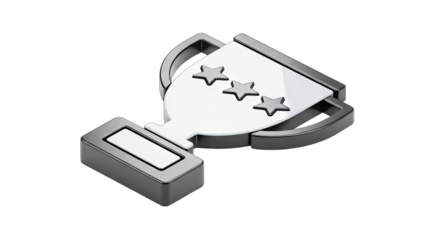 Trophy Icon with Stars on White Background