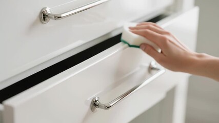 Sponge in Kitchen Cleaning for Food Industry Hygiene and Maintenance of Surfaces and Drawers