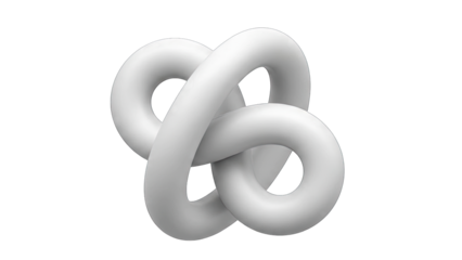 White Mobius Strip Knot on White Background