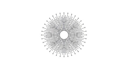 Abstract Dandelion-like Structure with Radial Lines and Central Circle.