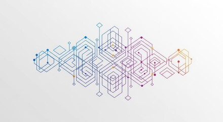 Abstract Geometric Network Structure with Connected Nodes and Lines.