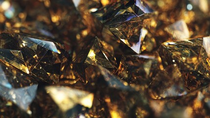 Golden light on polished crystal surface background