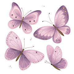 Cute Watercolor Purple Butterflies  Design