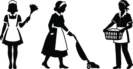 Maid Silhouettes on a White Background
