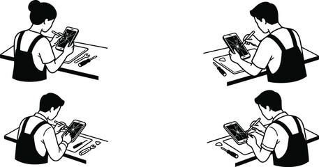 Obraz premium Phone repair technician fixing fractured mobile device