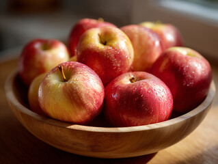 Ripe Apples in a Basket with Indoor Natural Light JPG Photo : Generative AI