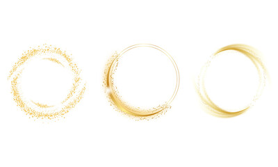 Shimmering Gold Circles PNG Collection with Bright Sparkle and Transparent Overlay
