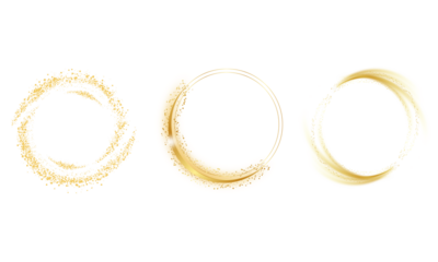 Shimmering Gold Circles PNG Collection with Bright Sparkle and Transparent Overlay