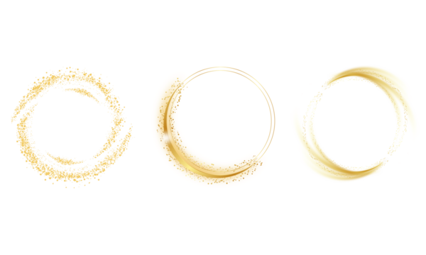 Shimmering Gold Circles PNG Collection with Bright Sparkle and Transparent Overlay - Powered by Adobe