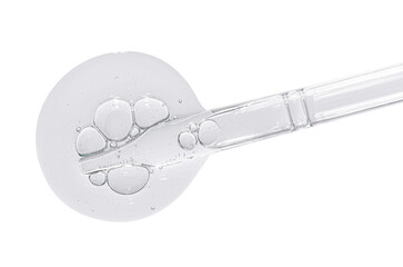 A sample of facial serum or gel or moisturizer with a pipette. Isolated on white