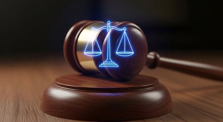 Wooden gavel and law books symbolize legal authority, justice, and court judgment