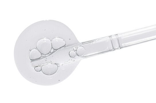 A sample of facial serum or gel or moisturizer with a pipette. Isolated on white