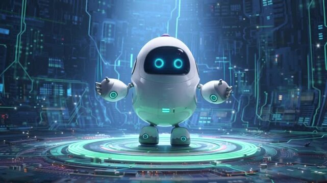 Futuristic robot digital eye symbolizing advanced global technology and communication video
