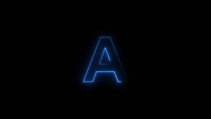 Glowing neon alphabet A. Animated neon letter 'A'. Educational concept with neon letter.
