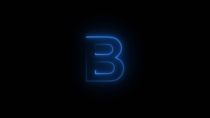 Glowing neon alphabet B. Animated neon letter 'B'. Educational concept with neon letter.