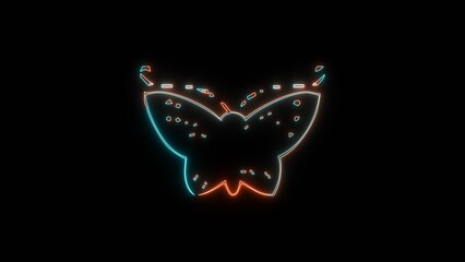 Glowing neon beautiful Butterfly Line Illustration.4k