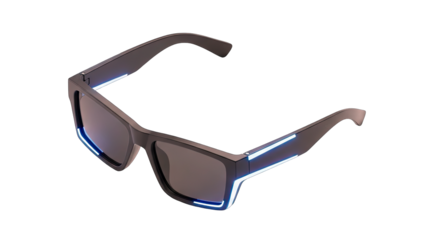 Futuristic Sunglasses with Glowing Blue Accents on White