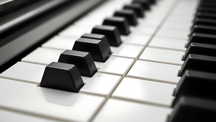 octet. Close-up of piano keys in black and white pattern, elegant musical instrument detail. lifestyle magazines, social media lookbooks, designed for influencer and brand collaborations.