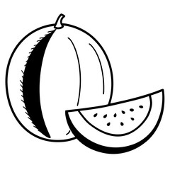 A vibrant sliced cantaloupe fruit illustration