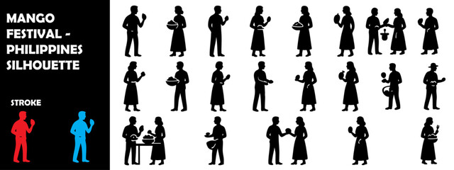 Mango Festival Philippines Silhouette Vector &ndash; Tropical Fruit Celebration Icons