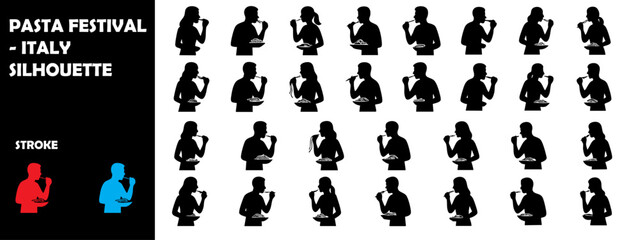 Pasta Festival Italy Silhouette Vector &ndash; Traditional Italian Cuisine Icons