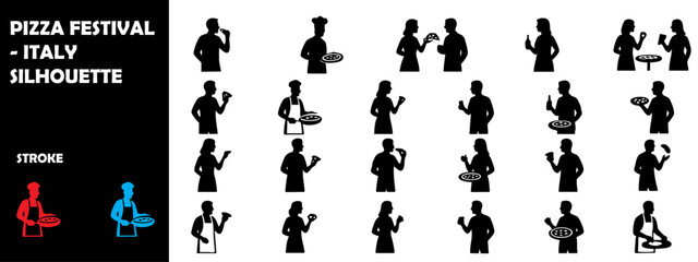 Pizza Festival Italy Silhouette Vector &ndash; Italian Food Celebration Icons