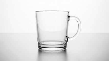 Simple straight sided clear glass mug with comfortable handle and solid base, timeless modern cup perfect for serving hot tea, coffee, cocoa or cold drinks in homes, offices, cafes and restaurants

