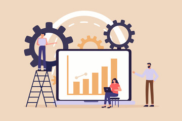 Teamwork and data analysis for business growth and development