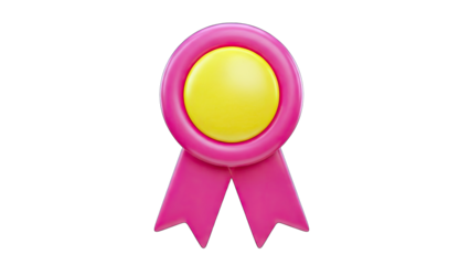 Pink Award Ribbon on White Background