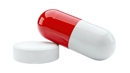 Pill and Capsule on White Background