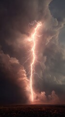 Striking Lightning display: Witness the raw power of nature with a majestic lightning strike piercing through the turbulent clouds, illuminating the horizon in a display of awe and wonder.
