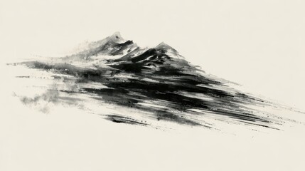 Abstract Mountain: An abstract rendering of rugged mountain peaks, painted with loose strokes, evokes a sense of both grandeur and the quiet power of nature. 