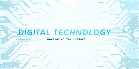 Modern digital technology background with hexagons and lines in light blue