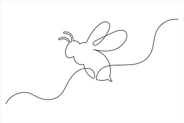 Fototapeta premium Minimalist bumblebee nature sketch continuous