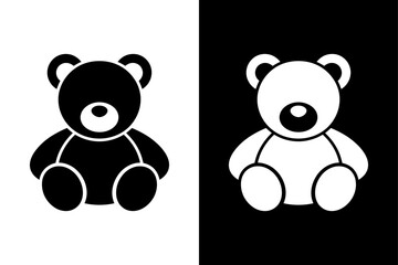Obraz premium Cute Plush Bear Silhouette. Simple Teddy Bear Icon Vector Isolated on White Background