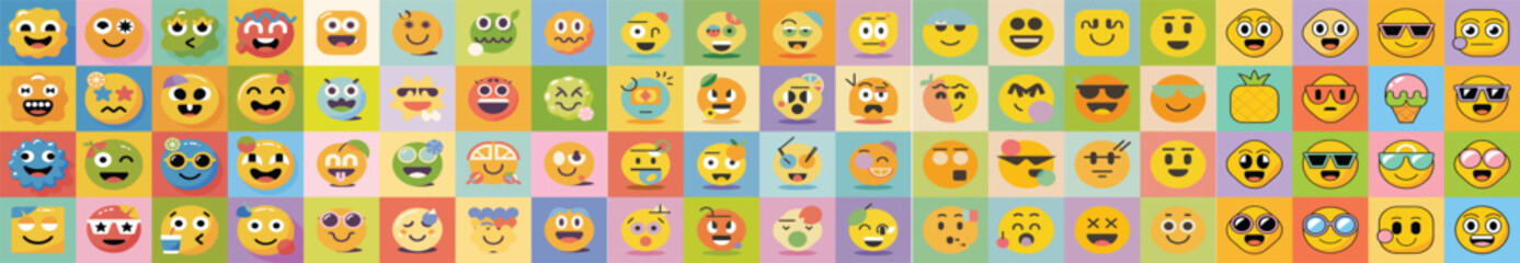 Cute Colorful Character Emoji Set with Expressions and Fun Faces