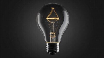 Bright filament bulb shining at center stage against a deep shadowed backdrop. startup branding decks, UI previews, designed for creative pitch materials and product launch presentations.