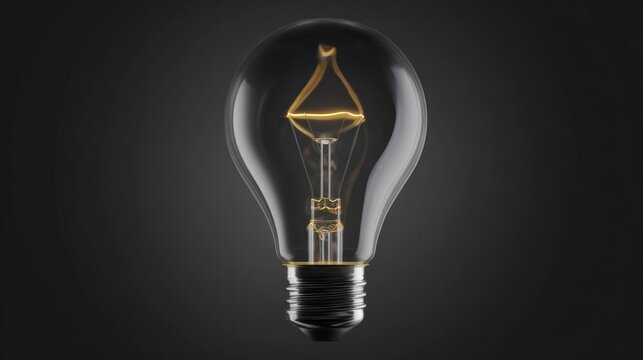 Bright filament bulb shining at center stage against a deep shadowed backdrop. startup branding decks, UI previews, designed for creative pitch materials and product launch presentations.