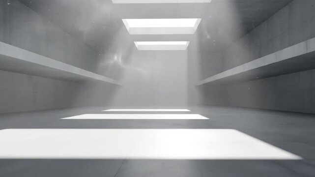 Empty Hallway with Natural Light Beams