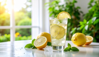 Iced Lemon Green Tea Minimal Refreshing Aesthetic
