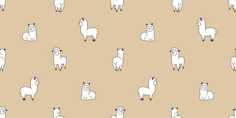Naklejka premium alpaca seamless pattern llamas cartoon character vector doodle tile background repeat wallpaper wrapping paper illustration design scarf isolated