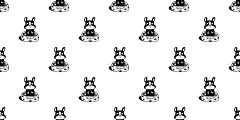 dog seamless pattern french bulldog cartoon sitting pillow doodle puppy paw footprint pet gift wrapping paper tile background repeat wallpaper illustration animal