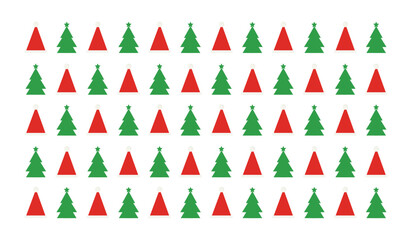 Repeating Pattern of Christmas Trees and Santa Hats holiday seamless