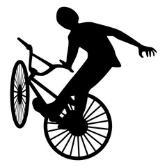 Fototapeta premium BMX Rider Silhouette Isolated on White Background. Vector Illustration.