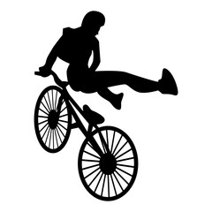 Fototapeta premium BMX Rider Silhouette Isolated on White Background. Vector Illustration.
