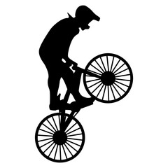 Fototapeta premium BMX Rider Silhouette Isolated on White Background. Vector Illustration.