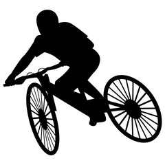 Fototapeta premium BMX Rider Silhouette Isolated on White Background. Vector Illustration.