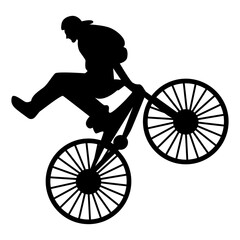 Fototapeta premium BMX Rider Silhouette Isolated on White Background. Vector Illustration.