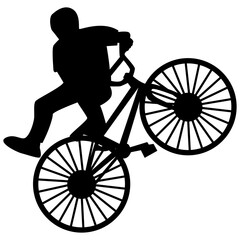 Fototapeta premium BMX Rider Silhouette Isolated on White Background. Vector Illustration.